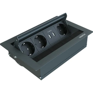 Metalline® Revo-Line Dönmeli Masaüstü Priz Kutusu USB - Antrasit