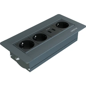 Metalline® Sole-Line Dönmeli Masaüstü Priz Kutusu USB - Antrasit