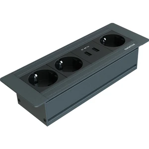 Metalline® Flat-Line Kapaksız Gömme Masaüstü Priz Kutusu USB - Antrasit