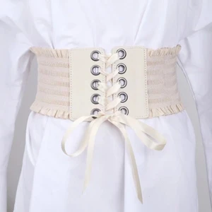 Streç Pu Deri Wrap Bağcıklı Yüksek Bel Tarzı Kemer (Yurt Dışından)