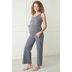 Gri Hamile Choose Kindness Slogan Baskılı Atlet Pijama Üstü