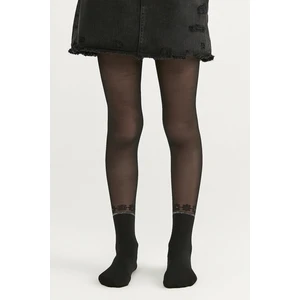 Siyah Kız Çocuk Çicekli Külotlu Çorap