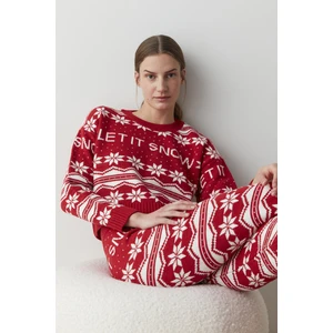 Kırmızı Let It Snow Knit Sweatshirt