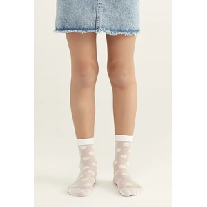 Beyaz Pretty Moon Daısy Soket Çorap