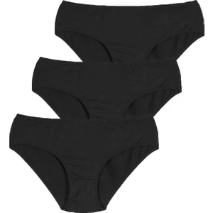 Cover 3lü Pamuklu Siyah Slip Külot