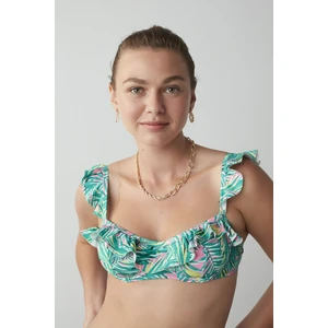 Çok Renkli Palm Neon Frill Balen Bikini Üstü