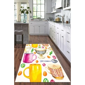 Viyana Home Dijital Baskılı Kaymaz Taban Yıkanabilir Fincan Desenli Modern Mutfak Halısı VHM-HM-562