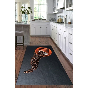 Viyana Home Dijital Baskılı Kaymaz Taban Yıkanabilir Kahve Desenli Modern Mutfak Halısı VHM-HT-1551