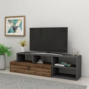 Duru Raflı Kapaklı Modern Tv Sehpası, Ceviz Antrasit - Duru