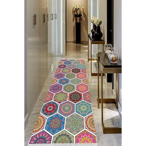 Viyana Home Dijital Baskılı Kaymaz Taban Yıkanabilir Modern Salon Halısı Koridor Halısı Yolluk VHU-HS-370
