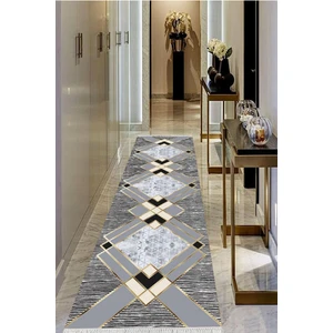 Viyana Home Dijital Baskılı Kaymaz Taban Yıkanabilir Modern Salon Halısı Koridor Halısı Yolluk VHU-SD-697