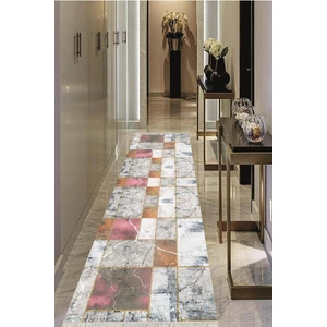 Viyana Home Dijital Baskılı Kaymaz Taban Yıkanabilir Modern Salon Halısı Koridor Halısı Yolluk VHU-SD-290