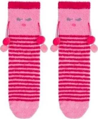 Penti Pembe Çizgili Ponponlu Soket Çorap