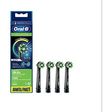 Oral-B Cross Action Ekstra Yumuşak Diş Fırçası Yedek Başlığı 4 Adet Siyah