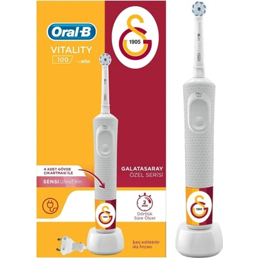 Oral-B Şarjlı Diş Fırçası D100 Galatasaray Orta Sertlikte Fırça Kılı ile Açık Krem Renk 1