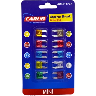 Carub Bıçak Sigorta Mini 10 Lu Set