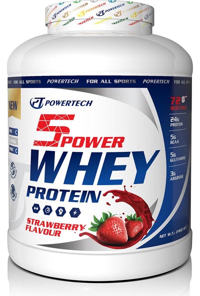 Powertech 5power Whey PROTEIN2160 gr Çilek Aromalı Protein Tozu