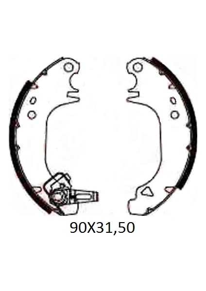 Peugeot 205- 85/94; Arka Fren Pabucu (90X31,50) (Bramax)