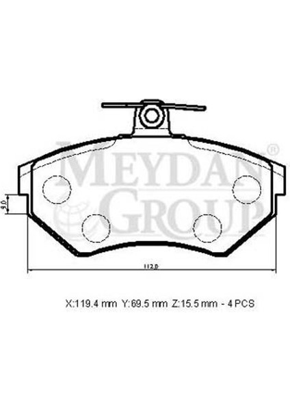 Volkswagen Caddy- 96/03; Ön Fren Balatası (Disk) (119,4X69,5X15,5) (Bramax)