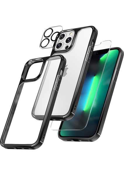 iPhone 12 Pro 6.1 Inç Için Tasarlanan 1 Paket Temperli Cam Ekran Koruyucu + 1 Paket Kamera Lens Koruyucu (Askeri Sınıf Koruma) Darbeye Dayanıklı Ultra-Ince Defender Kılıf