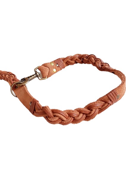 Köpek gezdirme kayışı boyun tasması hakiki süet deri antik kalın kancalı taba rengi kalınlık:4mm genişlik:2,5cm uzunluk:120cm dog leash B1-7