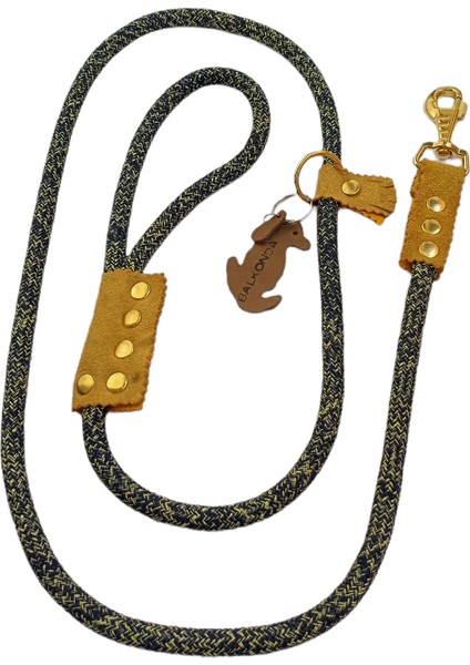 Köpek gezdirme kayışı boyun tasmalı takım orta ve büyük ırk lacivert kırçıllı halat kalınlık:10mm uzunluk:120cm dog leash TB2-13