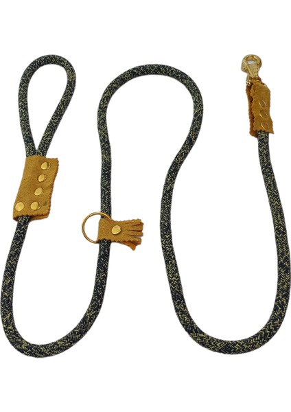 Köpek gezdirme kayışı boyun tasmalı takım orta ve büyük ırk lacivert kırçıllı halat kalınlık:10mm uzunluk:120cm dog leash TB2-13