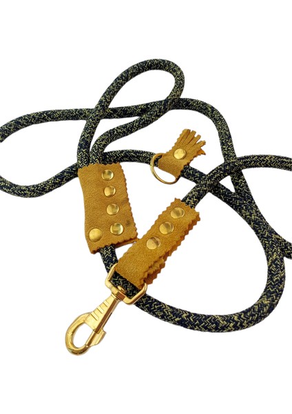 Köpek gezdirme kayışı boyun tasmalı takım orta ve büyük ırk lacivert kırçıllı halat kalınlık:10mm uzunluk:120cm dog leash TB2-13