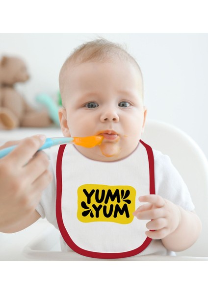 Kids Yum Yum Tasarımlı Kırmızı Bebek Mama Önlüğü-1 fiyatları