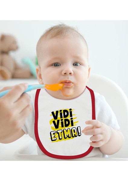 Kids Vidi Vidi Etma Tasarımlı Kırmızı Bebek Mama Önlüğü-1 fiyatları