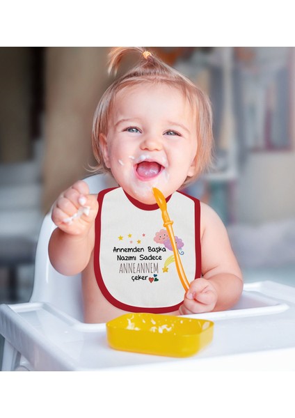 Kids Anneannem Tasarımlı Kırmızı Bebek Mama Önlüğü-1 fiyatları