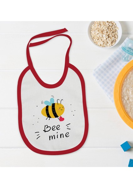 Kids Be Mine Tasarımlı Kırmızı Bebek Mama Önlüğü-1
