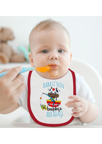 Kids Babası'nın Balıkçı Arkadaşı Tasarımlı Kırmızı Bebek Mama Önlüğü-1 fiyatları