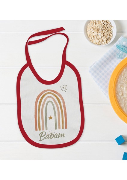 Kids Babam Tasarımlı Kırmızı Bebek Mama Önlüğü-1