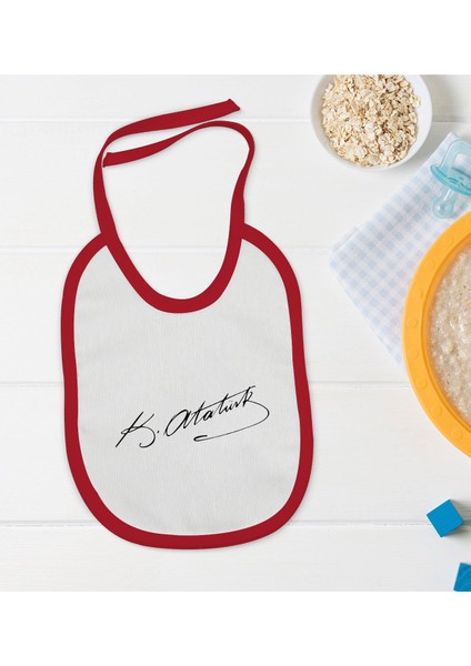 Kids Atatürk Temalı Kırmızı Bebek Mama Önlüğü-29