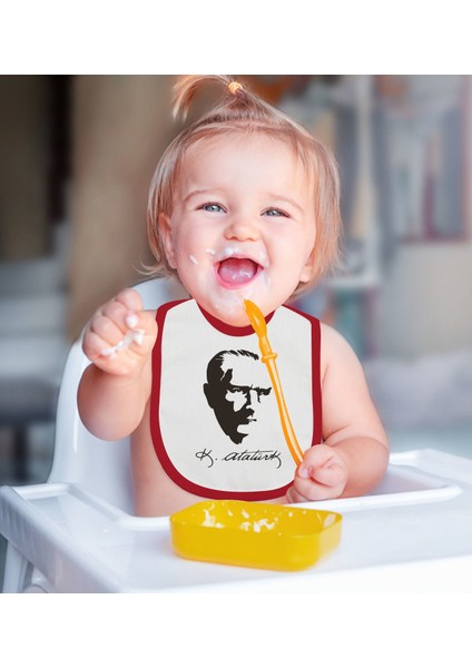 Kids Atatürk Temalı Kırmızı Bebek Mama Önlüğü-23 fiyatları