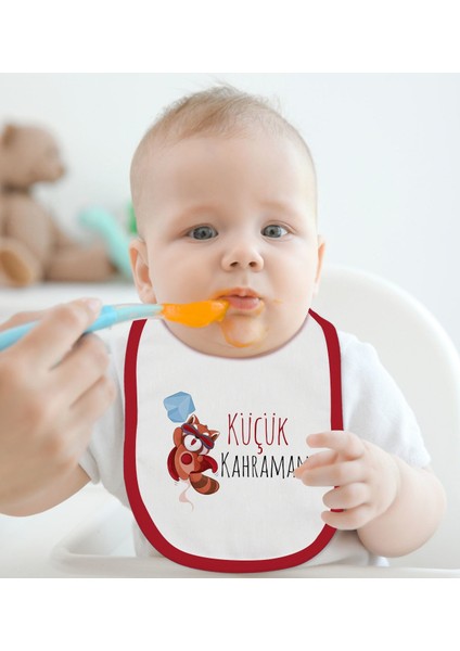 Kids Küçük Kahraman Tasarımlı Kırmızı Bebek Mama Önlüğü-1 fiyatları