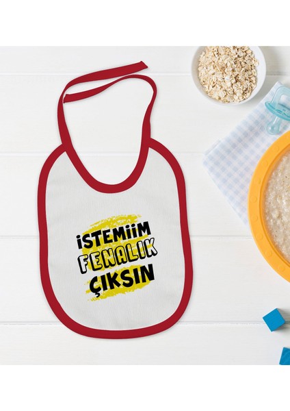 Kids Istemiim Fenalık Çıksın Tasarımlı Kırmızı Bebek Mama Önlüğü-1