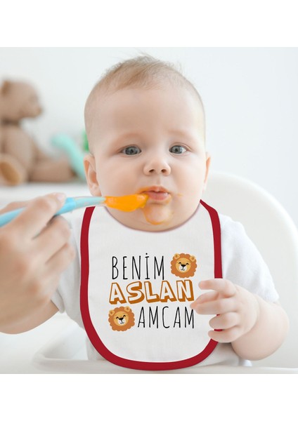 Kids Aslan Amcam Tasarımlı Kırmızı Bebek Mama Önlüğü-1 fiyatları