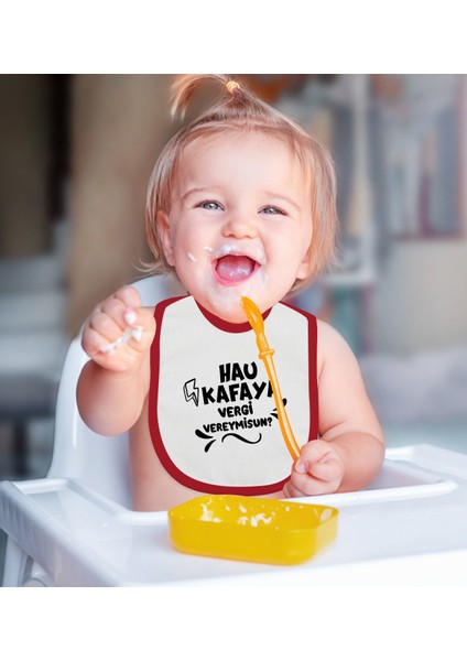 Kids Hau Kafaya Tasarımlı Kırmızı Bebek Mama Önlüğü-1 fiyatları