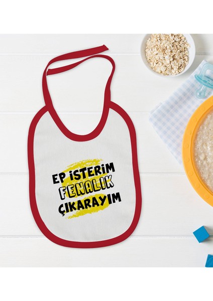 Kids Ep Isterim Tasarımlı Kırmızı Bebek Mama Önlüğü-6