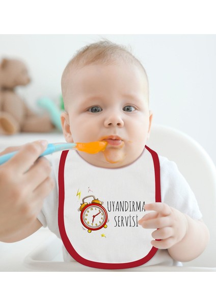 Kids Uyandırma Servisi Tasarımlı Kırmızı Bebek Mama Önlüğü-1 fiyatları