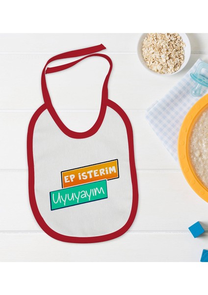 Kids Ep Isterim Tasarımlı Kırmızı Bebek Mama Önlüğü-3