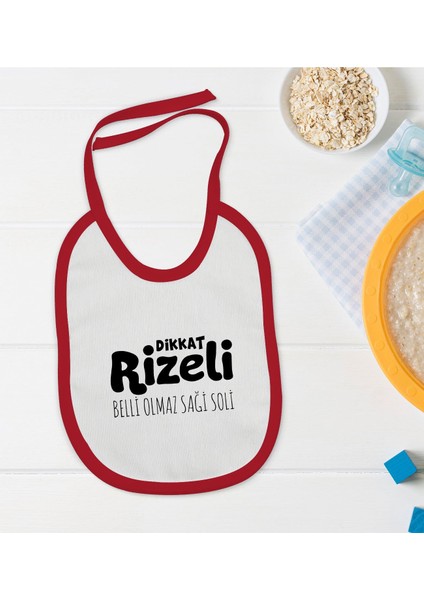 Kids Dikkat Rizeli Tasarımlı Kırmızı Bebek Mama Önlüğü-1