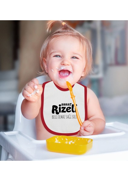 Kids Dikkat Rizeli Tasarımlı Kırmızı Bebek Mama Önlüğü-1 fiyatları
