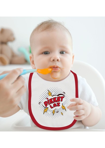 Kids Dikkat Laz Tasarımlı Kırmızı Bebek Mama Önlüğü-1 fiyatları
