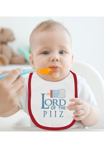 Kids Lord Of The Piiz Tasarımlı Kırmızı Bebek Mama Önlüğü-1 fiyatları