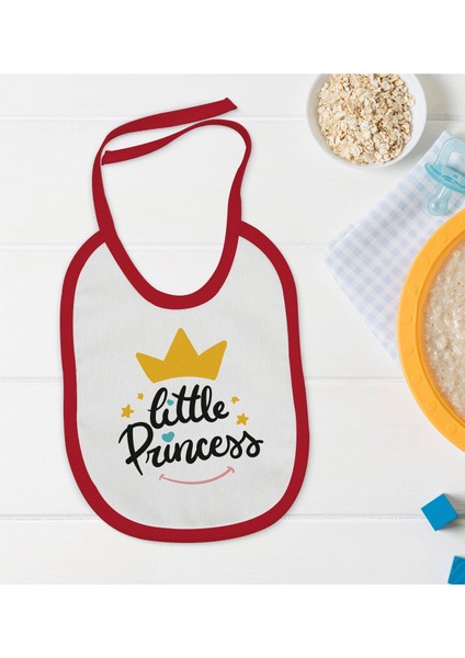 Kids Little Princess Tasarımlı Kırmızı Bebek Mama Önlüğü-1