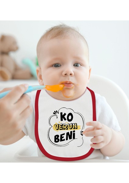 Kids Ko Verun Beni Tasarımlı Kırmızı Bebek Mama Önlüğü-1 fiyatları