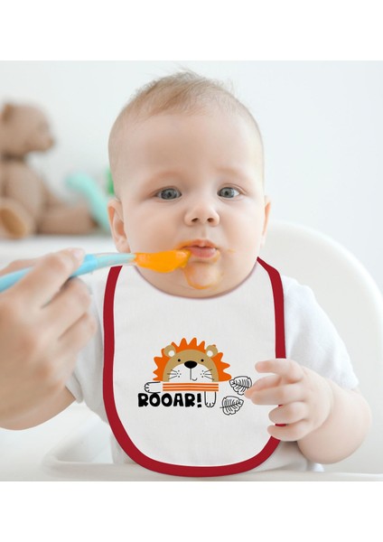 Kids Roar Tasarımlı Kırmızı Bebek Mama Önlüğü-1 fiyatları
